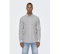 Kurzarmhemd ONLY & SONS "ONSCAIDEN LS STRIPE LINEN SHIRT 660 NOOS", Herren, Gr. XXL, N-Gr, blau (schwarz navy), Web, Obermaterial: 55% Baumwolle, 45% Leinen, unifarben, Basic, slim fit, Hemden (295183
