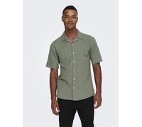 ONLY & SONS Herren Onscaiden Solid Resort Linen Noos Kurzarmhemd, Swamp, L EU