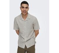 Only & Sons Herren Hemd mit kurzen Ärmeln und Knopfleiste, klassischer Kragen, Farben:Beige, Größe Hemd:XL