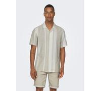 Kurzarmhemd ONLY & SONS "ONSCAIDEN SS STRIPE LINEN RESORT NOOS", Herren, Gr. XL, N-Gr, grün (vintage khak), Web, Obermaterial: 55% Baumwolle, 45% Leinen, unifarben, Basic, regular fit, Hemden (4354533