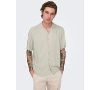 Kurzarmhemd ONLY & SONS "ONSDASH LIFE REG VISC RES SS SHIRT", Herren, Gr. XL, N-Gr, beige (silber lining), Web, Obermaterial: 100% Viskose, unifarben, regular fit, Hemden (44942064-XL) silber lining