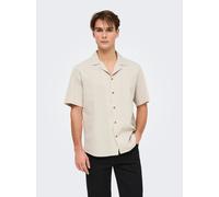 Kurzarmhemd ONLY & SONS "ONSEYE RESORT SEERS 0009 SHIRT NOOS", Herren, Gr. XL, N-Gr, beige (silber lining), Web, Obermaterial: 100% Baumwolle, unifarben, relaxed fit normal, Hemden (92898837-XL) silbe
