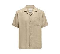 Kurzarmhemd ONLY & SONS "ONSLAURENCE RLX RESOR SS LINENBLEND NOOS", Herren, Gr. L, N-Gr, chinchilla, Web, Obermaterial: 55% Leinen, 45% Viskose, unifarben, relaxed fit normal, Hemden (81294908-L) chin
