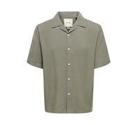 Kurzarmhemd ONLY & SONS "ONSPERU SS REG TENCEL SHIRT NOOS", Herren, Gr. L, N-Gr, castor gray, Web, Obermaterial: 100% Lyocell, unifarben, regular fit normal, Hemden (77254558-L) castor gray