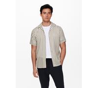 Kurzarmhemd ONLY & SONS "ONSWAYNE LIFE SS VISCOSE", Herren, Gr. S, N-Gr, grau (chinchilla), Web, Obermaterial: 100% Viskose, gestreift, normal, Hemden (73736668-S) chinchilla