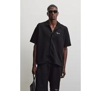 Kurzarmhemd PEGADOR "JOVREN STRUCTURED SHIRT", Herren, Gr. L, N-Gr, schwarz, weiß, Web, Obermaterial: 57% Polyester, 38% Baumwolle, 5% Elasthan, bedruckt, unifarben, regular fit normal, V-Ausschnitt,