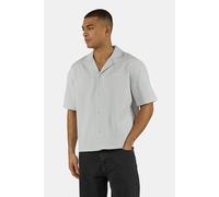 Kurzarmhemd PEGADOR "TROY PLISSEE SUMMER SHIRT", Herren, Gr. M, N-Gr, fog grau, Web, Obermaterial: 93% Polyester, 7% Elasthan, unifarben, regular fit normal, V-Ausschnitt, gerader Abschluss, Hemden, B