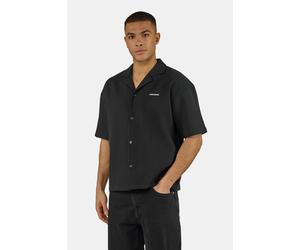 Kurzarmhemd PEGADOR "TROY PLISSEE SUMMER SHIRT", Herren, Gr. XL, N-Gr, schwarz, Web, Obermaterial: 93% Polyester, 7% Elasthan, unifarben, regular fit normal, V-Ausschnitt, gerader Abschluss, Hemden, B