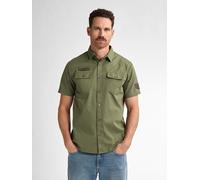 Kurzarmhemd PETROL INDUSTRIES, Herren, Gr. L, N-Gr, grün (dusty army), Jersey, Obermaterial: 100% Baumwolle, bestickt, regular fit taillenbedeckt, ohne Ausschnitt, gerader Abschluss, Hemden, mit Stick