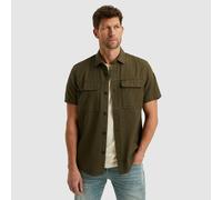 Kurzarmhemd PME LEGEND, Herren, Gr. L, N-Gr, grün (beech), Web, Obermaterial: 100% Baumwolle, unifarben, regular fit taillenbedeckt, gerader Abschluss, Hemden, mit Kent Kragen (24363028-L) beech