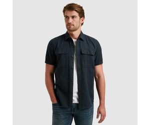 Kurzarmhemd PME LEGEND, Herren, Gr. XXL, N-Gr, blau (salute), Web, Obermaterial: 100% Baumwolle, unifarben, regular fit taillenbedeckt, gerader Abschluss, Hemden, mit Kent Kragen (82381820-XXL) salute