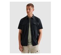 Kurzarmhemd PME LEGEND "Short Sleeve Shirt Ctn Bedford garment dye", Herren, Gr. L, N-Gr, schwarz (carbon), Web, Obermaterial: 100% Baumwolle, regular fit hüftbedeckend, Hemden, Garment dye- Färbung (