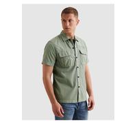 Kurzarmhemd PME LEGEND "Short Sleeve Shirt Ctn Bedford garment dye", Herren, Gr. XL, N-Gr, grün (iceberg grün), Web, Obermaterial: 100% Baumwolle, regular fit hüftbedeckend, Hemden, Garment dye- Färbu