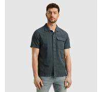Kurzarmhemd PME LEGEND "Short Sleeve Shirt Ctn linen", Herren, Gr. XL, N-Gr, grün (schwarz slate), Web, Obermaterial: 65% Baumwolle, 35% Leinen, unifarben, hüftbedeckend, Hemden, mit Leinenstruktur (2