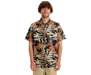 Kurzarmhemd QUIKSILVER "Apero Classic", Herren, Gr. XS, US-Größen, schwarz (schwarz blauweed shirt), 100% Baumwolle, Hemden (99298848-XS) schwarz blauweed shirt