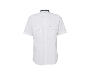 Kurzarmhemd S.OLIVER, Herren, Gr. XL, N-Gr, weiß, Web, Obermaterial: 100% Baumwolle, gestreift, regular fit normal, Hemden, mit dezenten Streifen, Button-down-Kragen, Baumwolle (79897513-XL) weiß