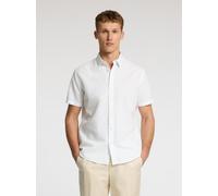 Kurzarmhemd SELECTED "SLHREG-SUN SHIRT SS NOOS", Herren, Gr. S, N-Gr, weiß, Web, Obermaterial: 71% Baumwolle, 29% Leinen, unifarben, regular fit, Hemden, mit Leinen (92842735-S) weiß