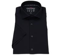 Kurzarmhemd - Slim Fit - Functional Shirt - Haifischkragen - schwarz Pure