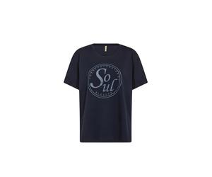Kurzarmhemd SOYACONCEPT "Soya Concept T-shirt SC-BANU", Damen, Gr. XL, Normalgrößen, 6910 navy, Obermaterial: 48% Modal, 48% Polyester, 4% Elasthan, Hemden (48017425-XL) 6910 navy