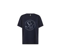 Kurzarmhemd SOYACONCEPT "Soya Concept T-shirt SC-BANU", Damen, Gr. XS, Normalgrößen, 6910 navy, Obermaterial: 48% Modal, 48% Polyester, 4% Elasthan, Hemden (48017425-XS) 6910 navy