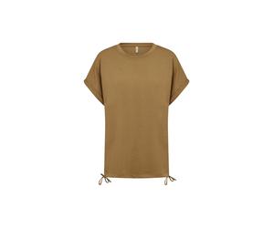 Kurzarmhemd SOYACONCEPT "Soya Concept T-shirt SC-BANU", Damen, Gr. XXL, Normalgrößen, braun (7120 butternut), Obermaterial: 48% Modal, 48% Polyester, 4% Elasthan, Hemden (36639208-XXL) 7120 butternut