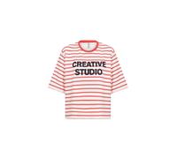 Kurzarmhemd SOYACONCEPT "Soya Concept T-shirt SC-BARNI", Damen, Gr. L, Normalgrößen, rot (4030c bittersweet combi), Obermaterial: 48% Modal, 48% Polyester, 4% Elasthan, Hemden (48621108-L) 4030c bitte