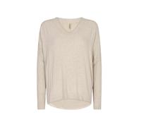 Kurzarmhemd SOYACONCEPT "Soya Concept T-shirt SC-BIARA", Damen, Gr. XS, Normalgrößen, 91620 cream melange, Obermaterial: 74% Viskose, 21% Polyester, 5% Elasthan, Hemden (54530748-XS) 91620 cream melan