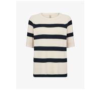 Kurzarmhemd SOYACONCEPT "Soya Concept T-shirt SC-KANITA", Damen, Gr. S, Normalgrößen, 91620c cream melange combi, Obermaterial: 50% Viskose, 27% Polyester, 23% Nylon, Hemden Kurzarmhemd (60741341-S)