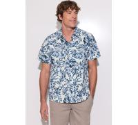 Kurzarmhemd STREET ONE MEN, Herren, Gr. 3XL (48), US-Größen, blau (hellweiß), Web, 100% Baumwolle, geblümt, normal normal, V-Ausschnitt, abgesteppt, Hemden, mit Blumenmuster (38287435-XXXL) hellweiß