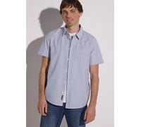 Kurzarmhemd STREET ONE MEN, Herren, Gr. L (42), US-Größen, blau (hellweiß), Web, 100% Baumwolle, gestreift, normal normal, V-Ausschnitt, abgesteppt, Hemden, aus reiner Baumwolle (24006304-L) hellweiß