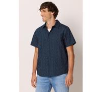 Kurzarmhemd STREET ONE MEN, Herren, Gr. L (42), US-Größen, blau (schwarz ink blau), Web, 100% Baumwolle, bedruckt, normal normal, V-Ausschnitt, abgesteppt, Hemden, aus reiner Baumwolle (87260353-L) sc