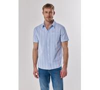 Kurzarmhemd STREET ONE MEN, Herren, Gr. L (42), US-Größen, classic chambray, Web, 100% Baumwolle, gestreift, gerade normal, V-Ausschnitt, Bündchen, Hemden, aus reiner Baumwolle (95242261-L) classic ch