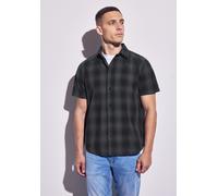 Kurzarmhemd STREET ONE MEN, Herren, Gr. L42, US-Größen, grau (heavy grau), Web, 100% Baumwolle, kariert, normal normal, V-Ausschnitt, Bündchen, Hemden, aus reiner Baumwolle (26772501-L) heavy grau