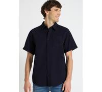 Kurzarmhemd STREET ONE MEN, Herren, Gr. M (40), US-Größen, schwarz ink blau, Web, 100% Baumwolle, unifarben, regular fit normal, V-Ausschnitt, Bündchen, Hemden, aus reiner Baumwolle (52810347-M) schwa
