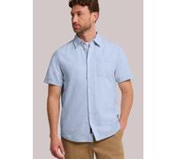 Kurzarmhemd STREET ONE MEN, Herren, Gr. M (40), US-Größen, spring blau, Stoff, 55% Leinen, 45% Baumwolle, unifarben, regular fit normal, V-Ausschnitt, Bündchen, Hemden, mit Leinenanteil (15170937-M) s