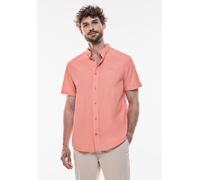 Kurzarmhemd STREET ONE MEN, Herren, Gr. M40, US-Größen, rot (summer rot), Web, 100% Baumwolle, unifarben, gerade hüftlang, hoch geschlossener Ausschnitt, Bündchen, Hemden, mit Knopfleiste (37508017-M)
