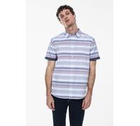 Kurzarmhemd STREET ONE MEN, Herren, Gr. XXXL (58), US-Größen, blau (schwarz maritime blau), Web, 100% Baumwolle, gestreift, gerade hüftlang, V-Ausschnitt, Bündchen, Hemden, aus reiner Baumwolle (65168