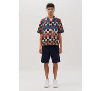 Kurzarmhemd STUDIO SEIDENSTICKER "Studio", Herren, Gr. S37-38, normale Ärmellängen, blau, 100% Baumwolle, bedruckt, regular fit, gerader Abschluss, Hemden, Regular Kurzarm Reverskragen Druck (27179340