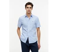 Kurzarmhemd TOMMY HILFIGER "FLEX POP CLASSIC STP S/S SHIRT", Herren, Gr. L (52), N-Gr, blau (blau spell, stripe), Web, Obermaterial: 100% Baumwolle, gestreift, regular fit, Hemden (12754918-L) blau sp