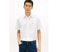 Kurzarmhemd TOMMY HILFIGER "FLEX POPLIN PRINT Regular Fit", Herren, Gr. XXL (58), N-Gr, weiß (weiß, allover), Web, Obermaterial: 100% Baumwolle, regular fit normal, Hemden (58802928-XXL) weiß, allover