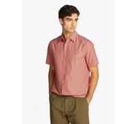 Kurzarmhemd TOMMY HILFIGER "FLEX POPLIN RETRO STP SS SHIRT", Herren, Gr. XXL, N-Gr, orange (brilliant orange, stripe), Web, Obermaterial: 100% Baumwolle, Hemden (91326041-XXL) brilliant orange, stripe