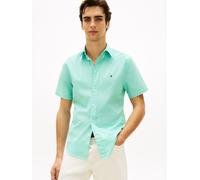 Kurzarmhemd TOMMY HILFIGER "FLEX POPLIN SOLID", Herren, Gr. XL, N-Gr, arctic aqua, Web, Obermaterial: 100% Baumwolle, unifarben, regular fit normal, Rundhals, eingesetzt abgesteppte Kante, Hemden, Reg