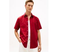 Kurzarmhemd TOMMY HILFIGER "FLEX POPLIN SOLID", Herren, Gr. XL, N-Gr, regatta rot, Web, Obermaterial: 100% Baumwolle, unifarben, regular fit normal, Rundhals, eingesetzt abgesteppte Kante, Hemden, Reg
