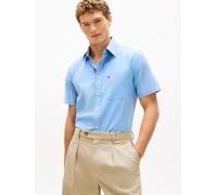 Kurzarmhemd TOMMY HILFIGER "LIGHT OXFORD SOLID", Herren, Gr. XL (54/56), N-Gr, blau (shirt blau), Web, Obermaterial: 97% Baumwolle, 3% Elasthan, regular fit normal, Hemden, regular fit, Button-down-Kr