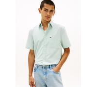 Kurzarmhemd TOMMY HILFIGER "LIGHT OXFORD SOLID", Herren, Gr. XL (54/56), N-Gr, grün (crushed mint), Web, Obermaterial: 97% Baumwolle, 3% Elasthan, regular fit normal, Hemden, regular fit, Button-down-
