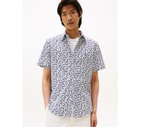 Kurzarmhemd TOMMY HILFIGER "LINEN BLEND PRINT S/S Regular Fit SHIRT", Herren, Gr. XXL, N-Gr, weiß (weiß, allover), Web, Obermaterial: 84% Baumwolle, 16% Leinen, regular fit, Hemden, modischer Print, m