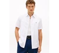Kurzarmhemd TOMMY HILFIGER "LINEN BLEND SOLID", Herren, Gr. S, N-Gr, weiß, Web, Obermaterial: 52% Baumwolle, 48% Leinen, regular fit normal, Hemden (59621821-S) weiß