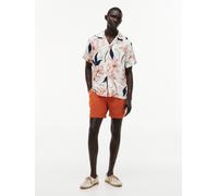 Kurzarmhemd TOMMY HILFIGER "LINEN RESORT PRT SS RF SHIRT", Herren, Gr. L, N-Gr, ivory petal, allover, Web, Obermaterial: 100% Leinen, regular fit normal, Hemden, aus Leinen mit Tropen-Print (85254563-