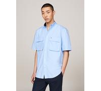 Kurzarmhemd TOMMY HILFIGER "WCC POPLIN TWO POCKET SHIRT S/S", Herren, Gr. XXL, N-Gr, blau (vessel blau), Web, Obermaterial: 100% Baumwolle, Hemden Kurzarmhemd (91137369-XXL)