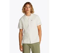 Kurzarmhemd TOMMY JEANS PLUS "TJM LINEN BLEND CAMP SS EXT", Herren, Gr. 4XL, N-Gr, beige (ecru), Single Jersey, Obermaterial: 58% Baumwolle, 42% Leinen, unifarben, regular fit normal, V-Ausschnitt, ei